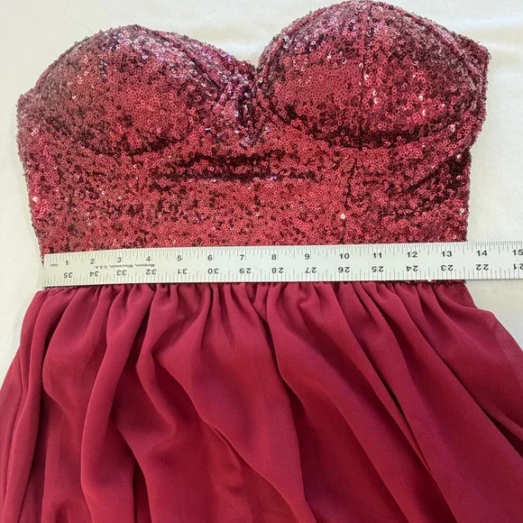 Vintage Formal Dress high low burgundy strapless size M prom - Picture 8 of 11